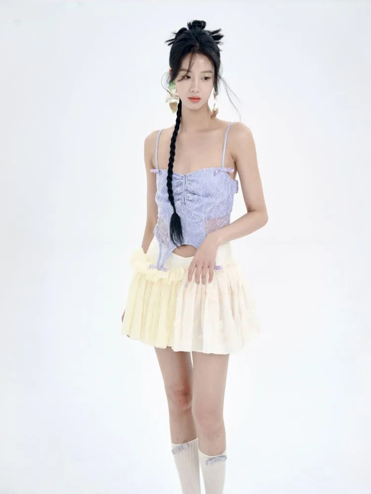 Embroidered Lace Patchwork Puffy Half Skirt【s0000008773】