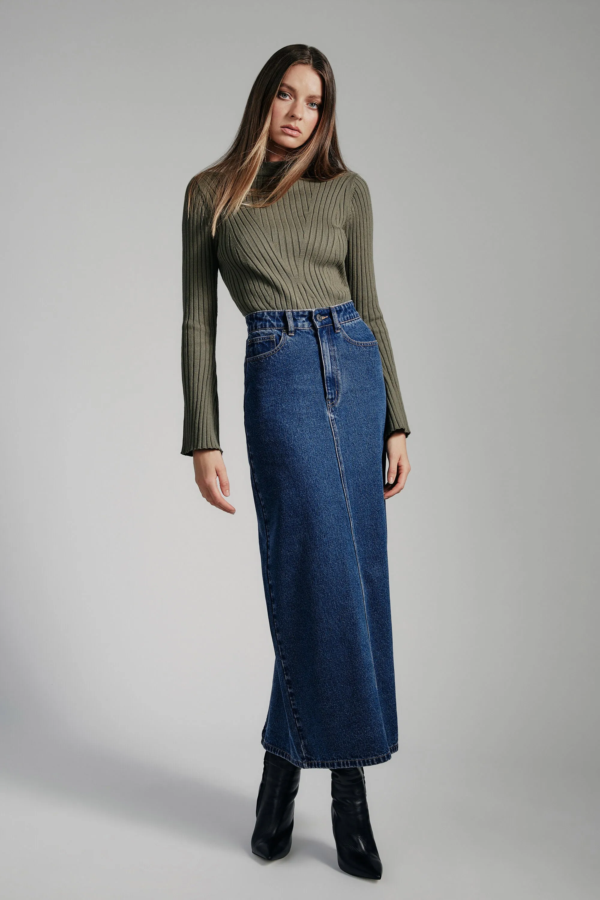 Evianna Denim Maxi Skirt