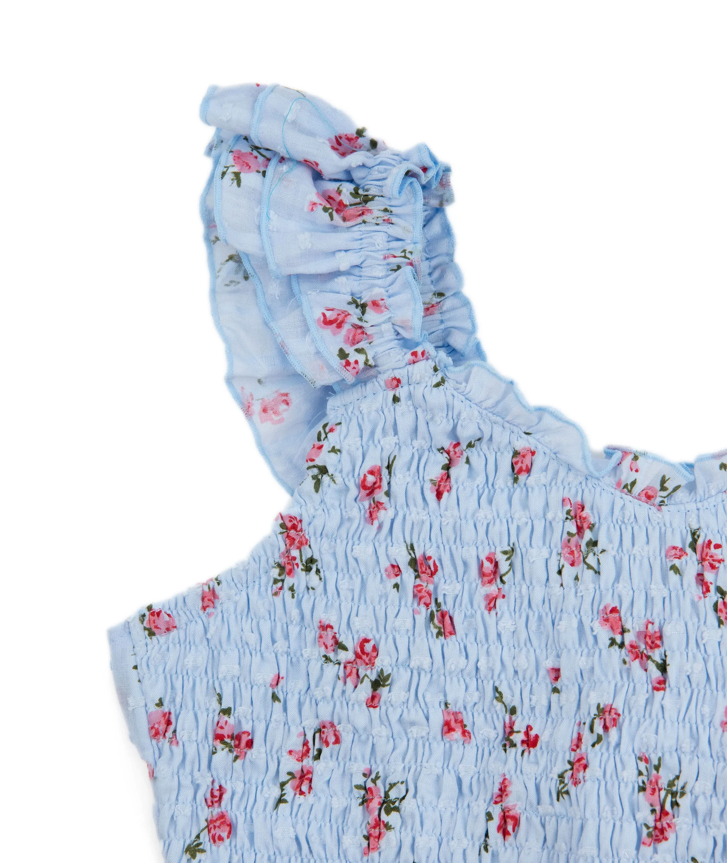 FBZ Girls Blue Floral Bow Back Smock Top