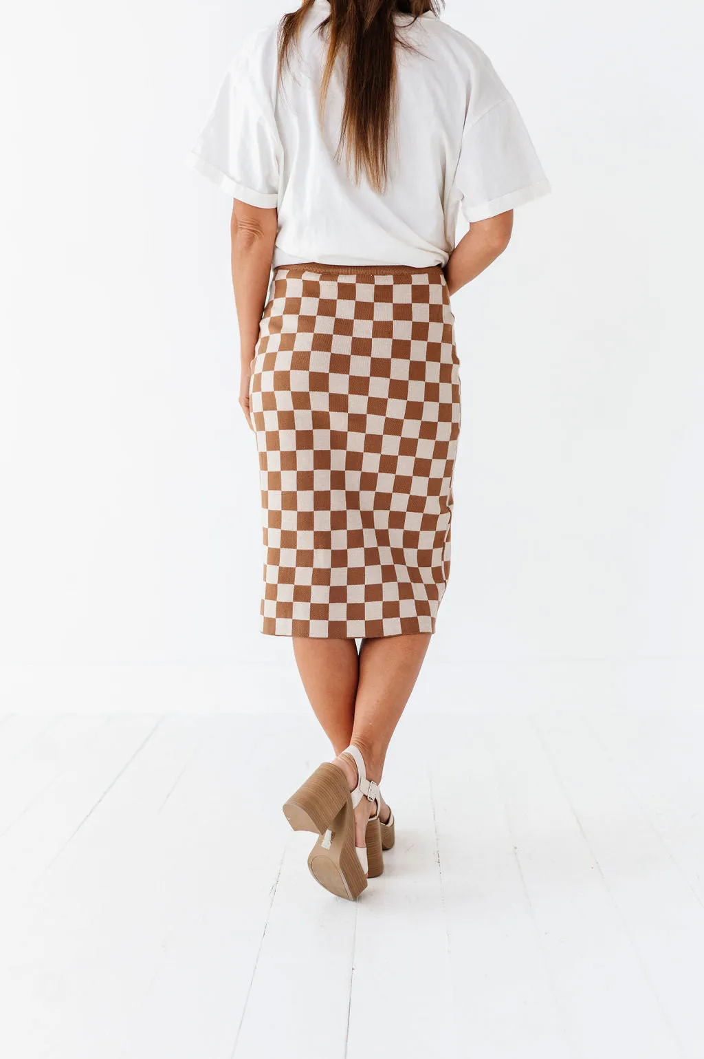 Finish Line Checkered Skirt in Brown