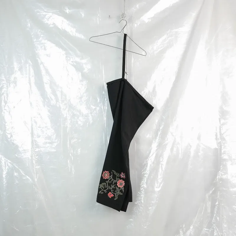 floral embroidered suspender skirt