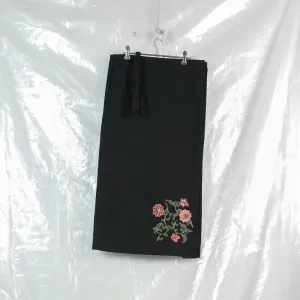 floral embroidered suspender skirt