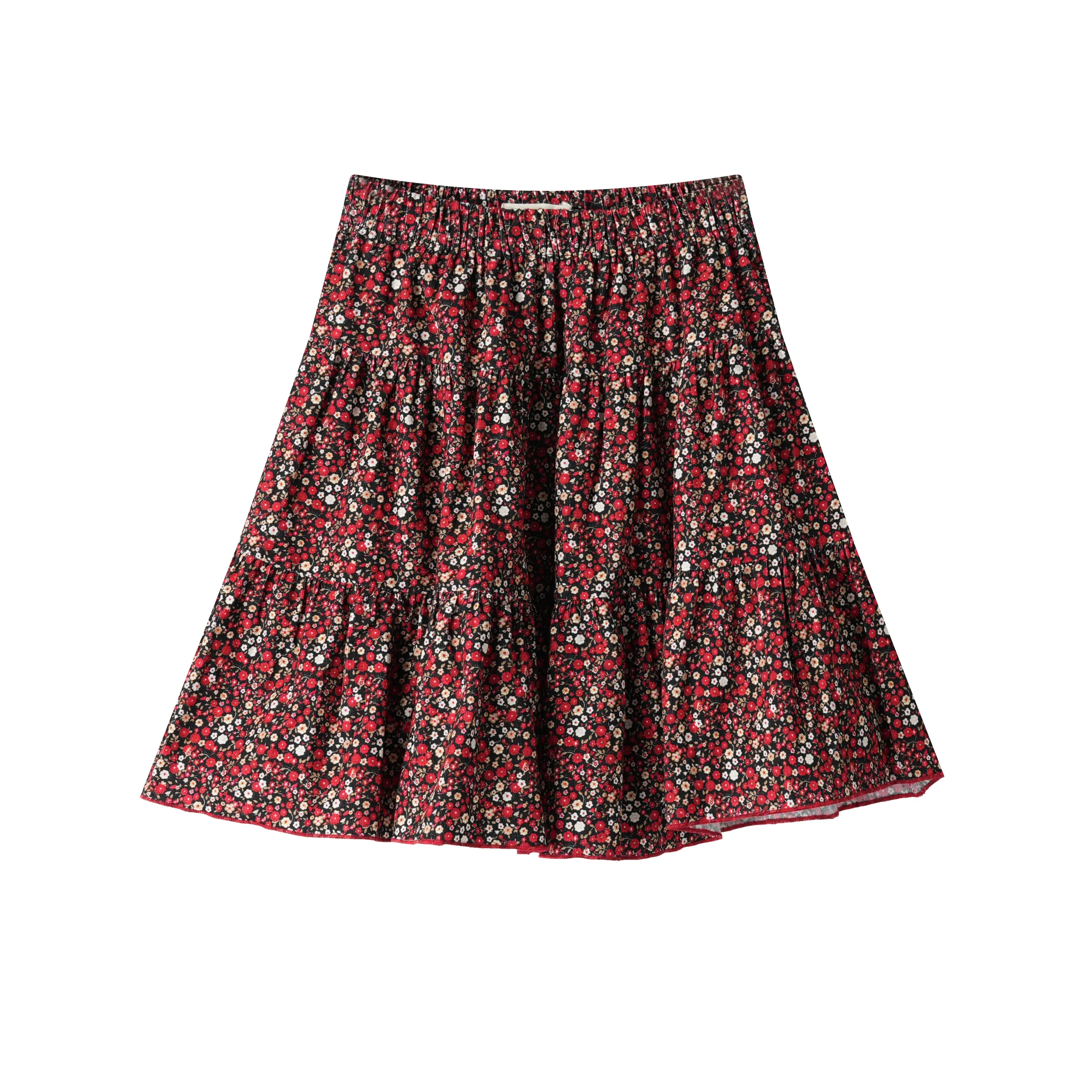 FLORAL TIERED SKIRT-DARK FLORAL