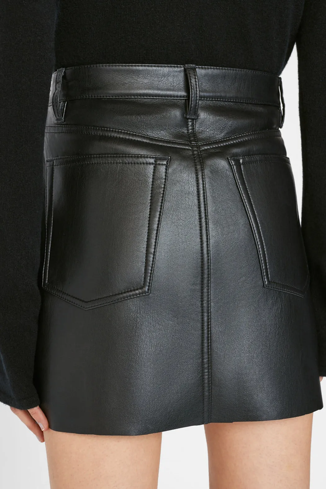 Frame - Recycled Leather Le High 'N' Tight Skirt in Noir