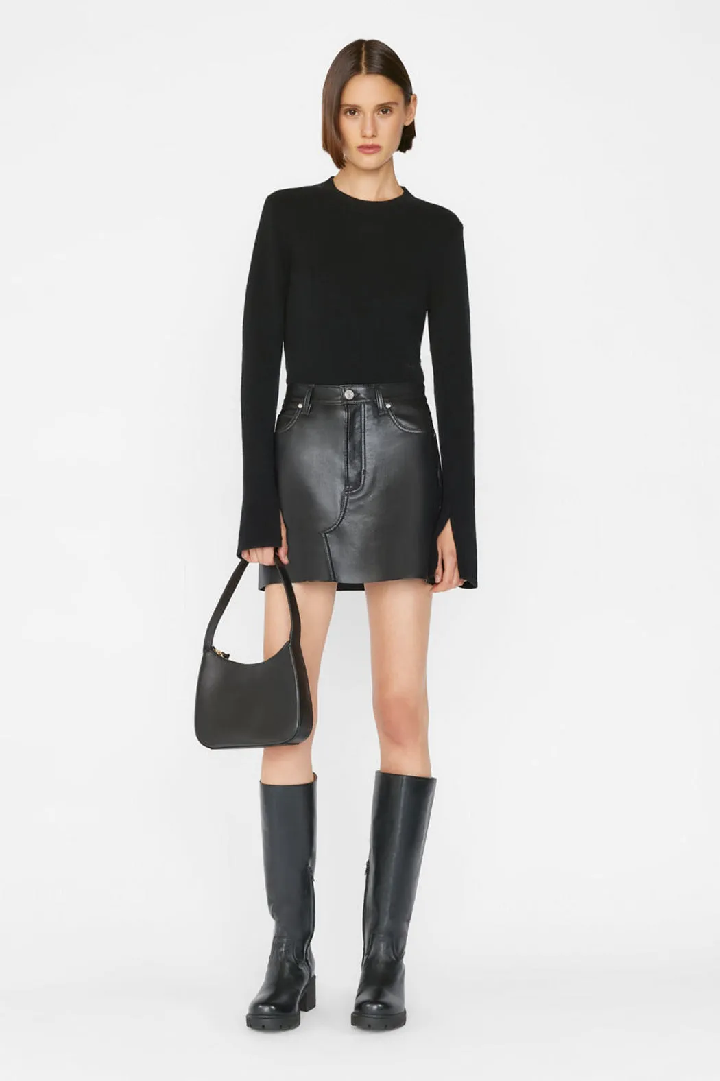 Frame - Recycled Leather Le High 'N' Tight Skirt in Noir