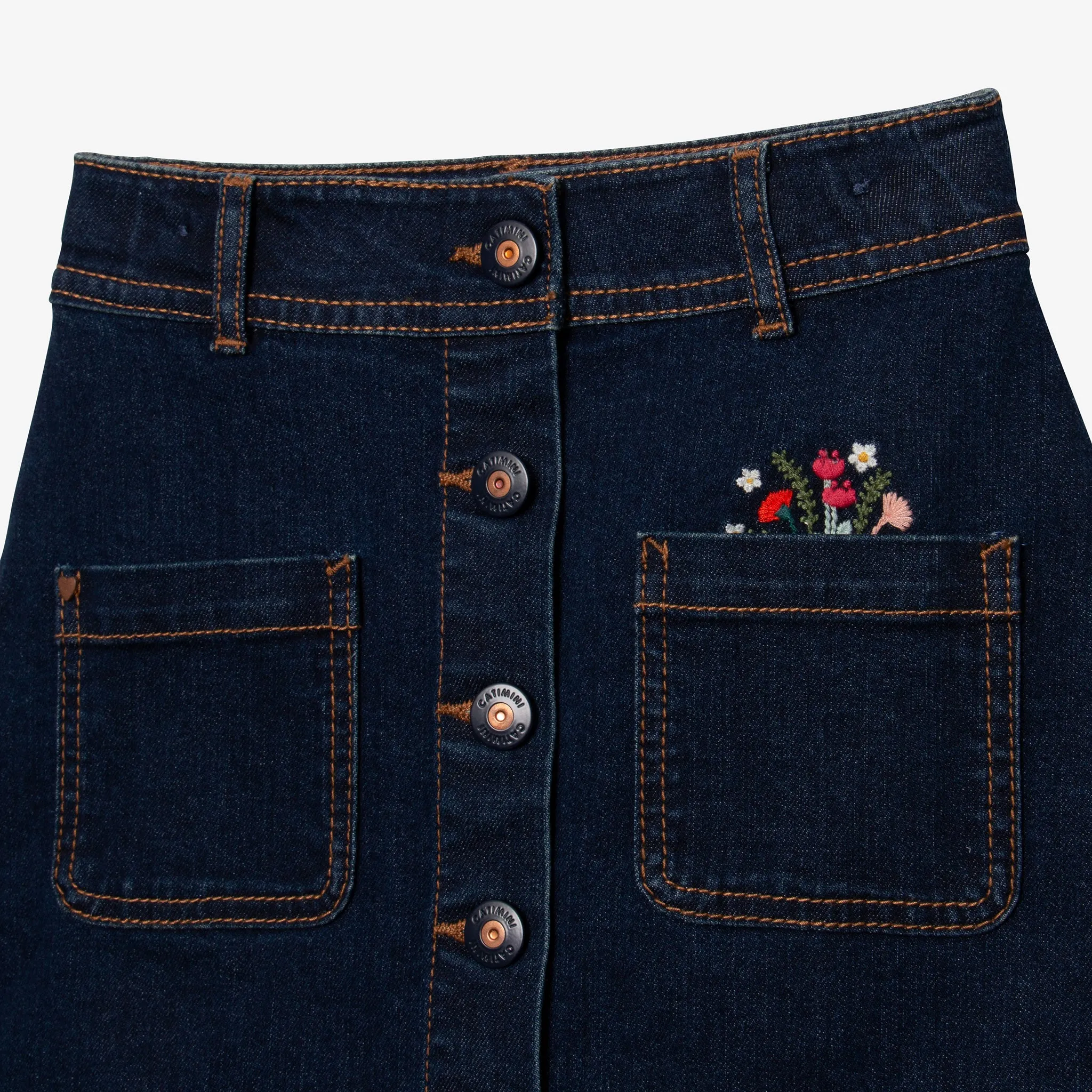 Girl's embroidered denim skirt