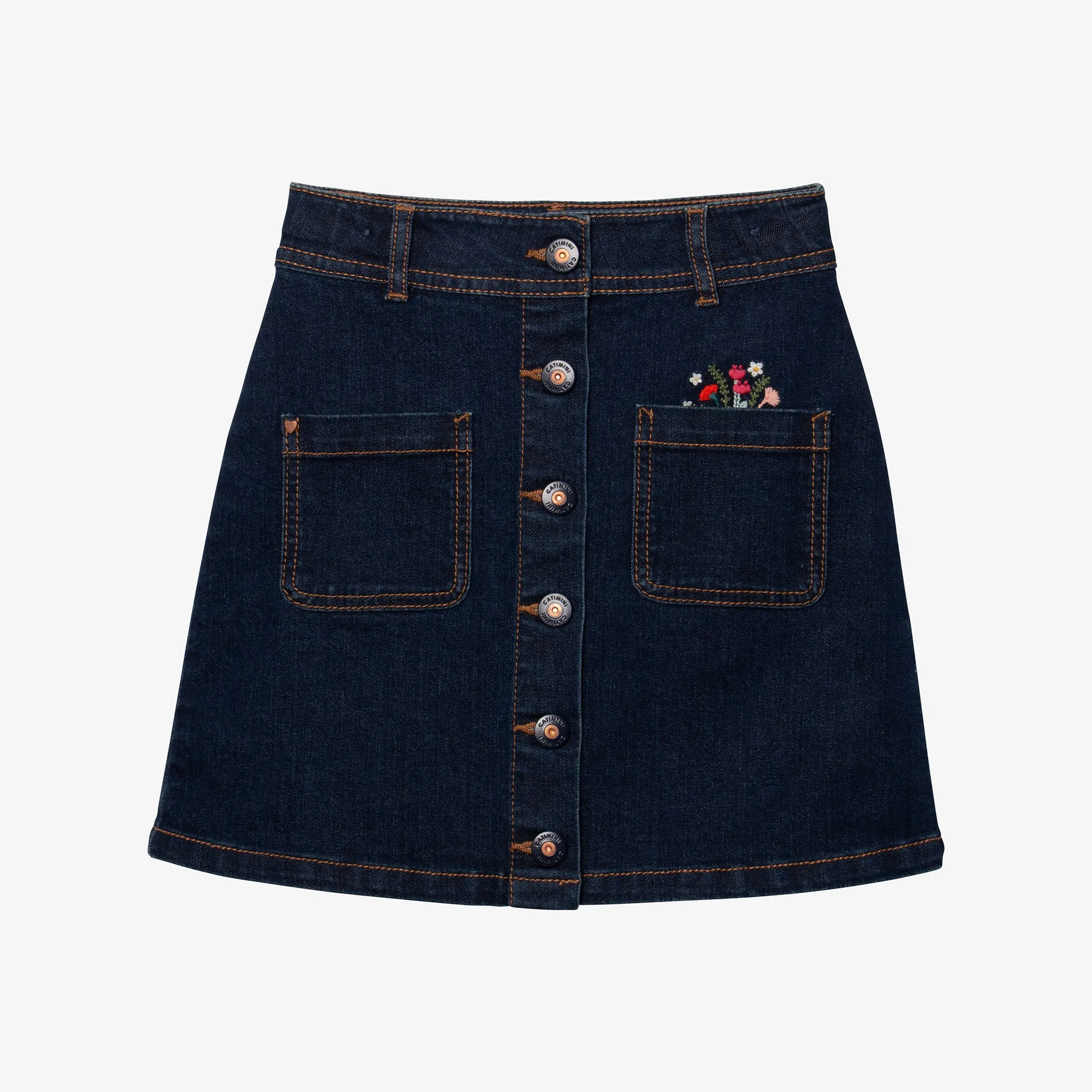 Girl's embroidered denim skirt