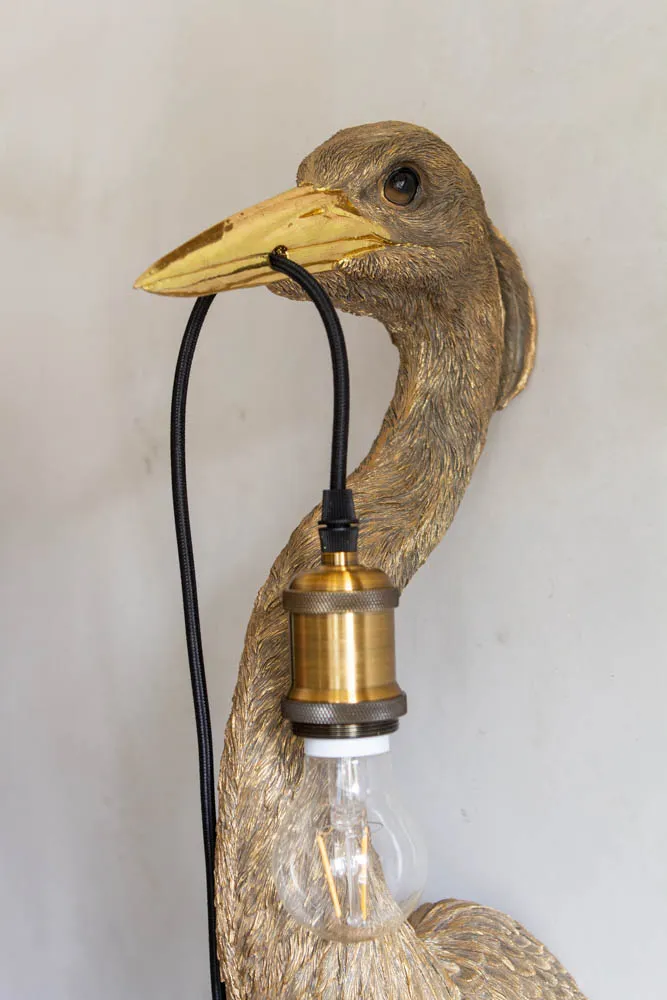 Gold Heron Wall Light