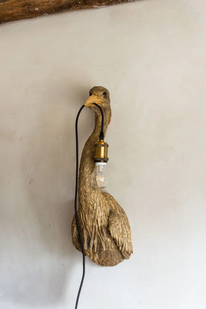 Gold Heron Wall Light