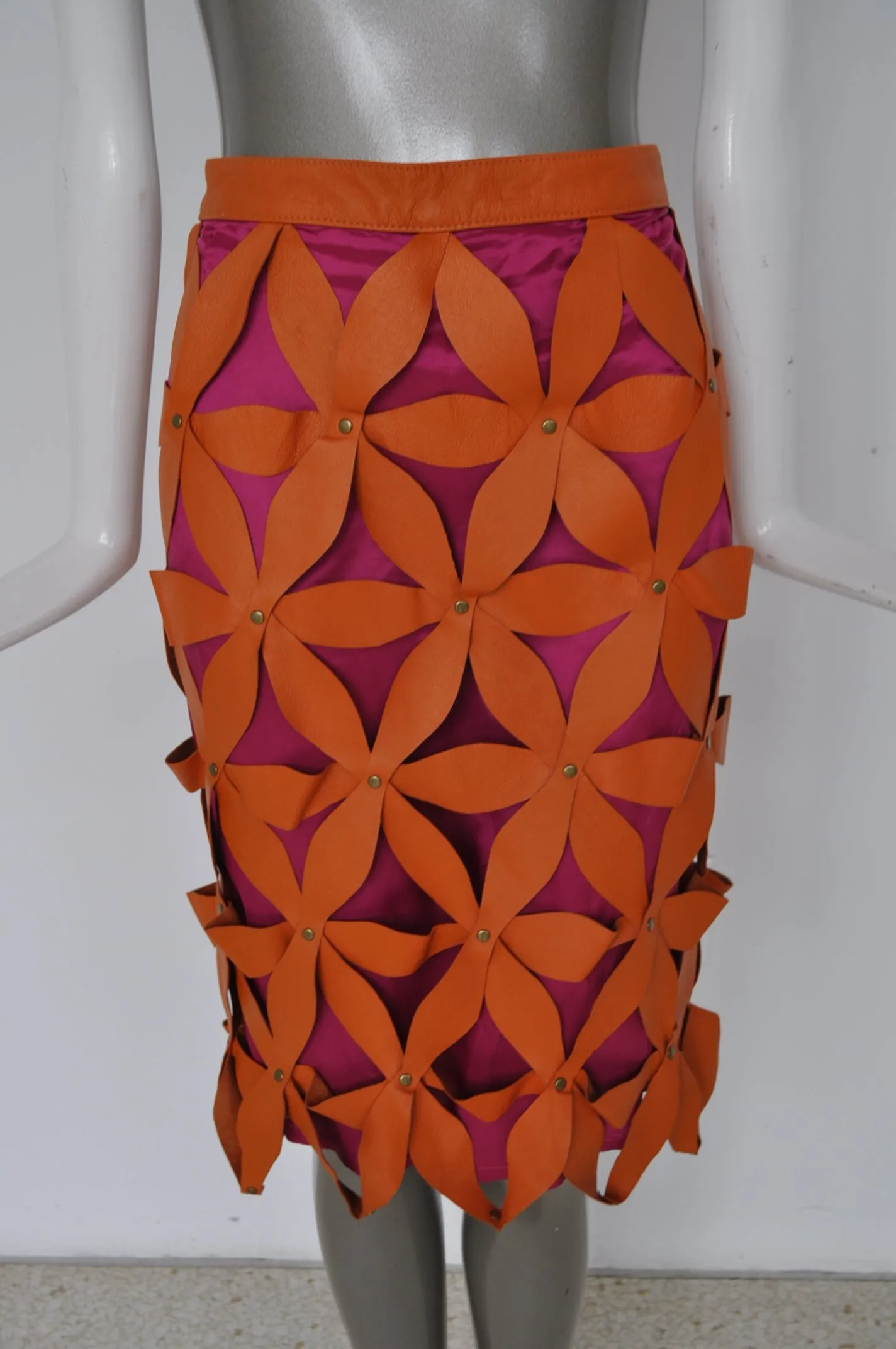 Great unusual leather skirt early 2000 By Giorgio Mobiani