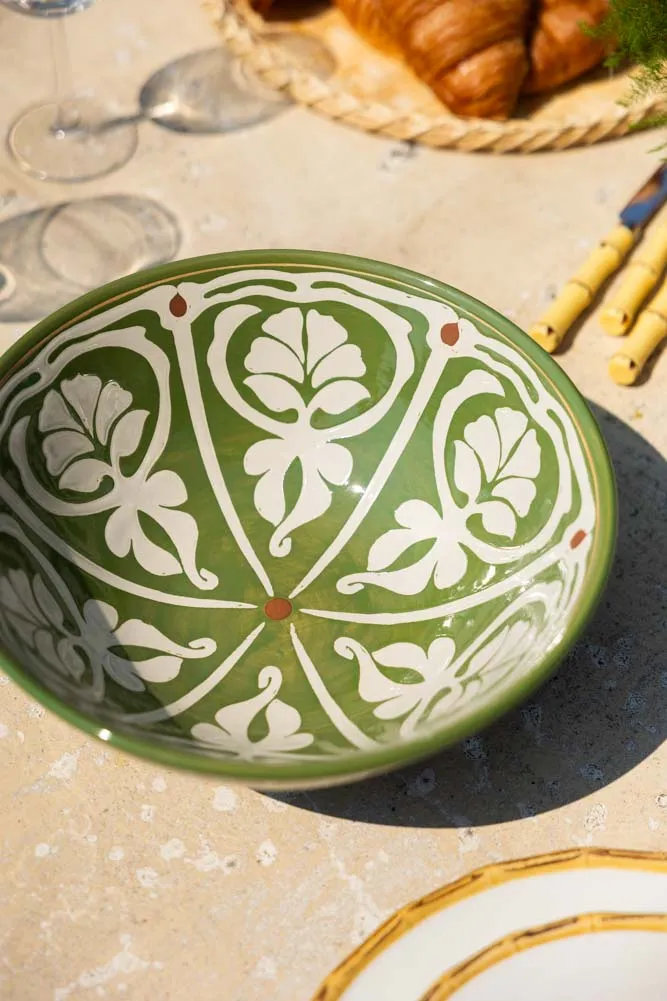 Green & White Rustic Salad Bowl