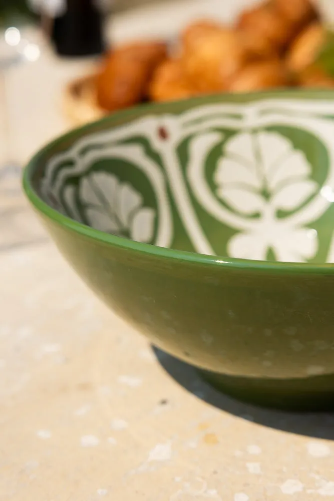 Green & White Rustic Salad Bowl