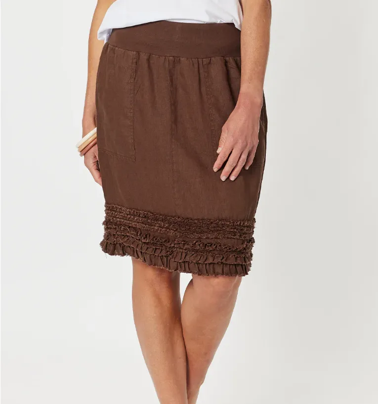 GS Ruffle Hem Linen Skirt