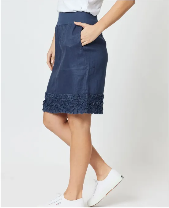 GS Ruffle Hem Linen Skirt