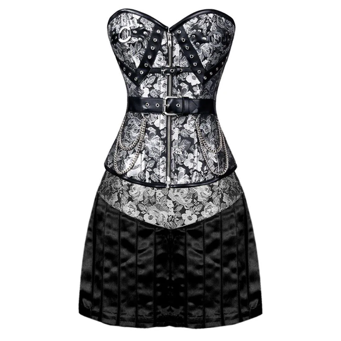 Hephzibah Gothic Authentic Steel Boned Overbust Corset Dress