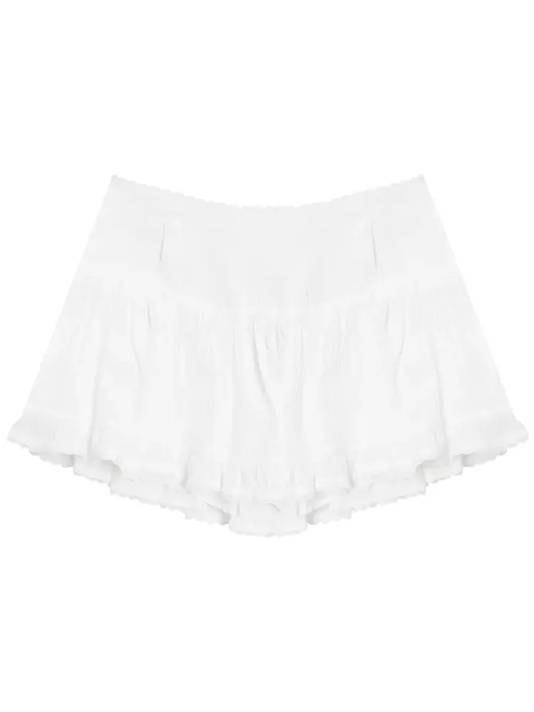 High waist lace a-line short skirt【s0000007833】