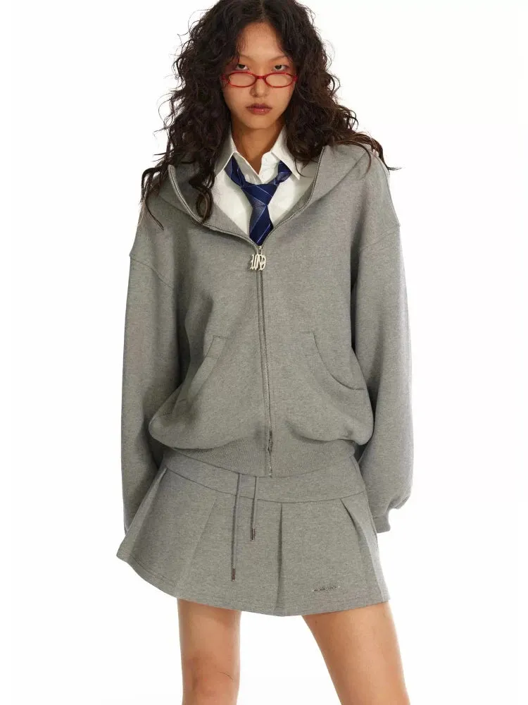 Hooded jacket and A-line pleated skirt【s0000010062】