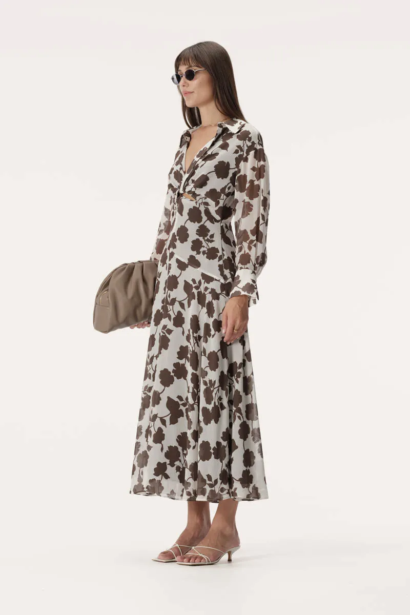 Jil Dress Chocolate Floral Print