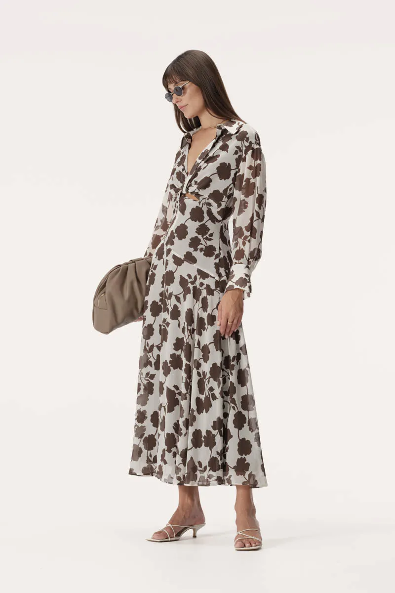 Jil Dress Chocolate Floral Print