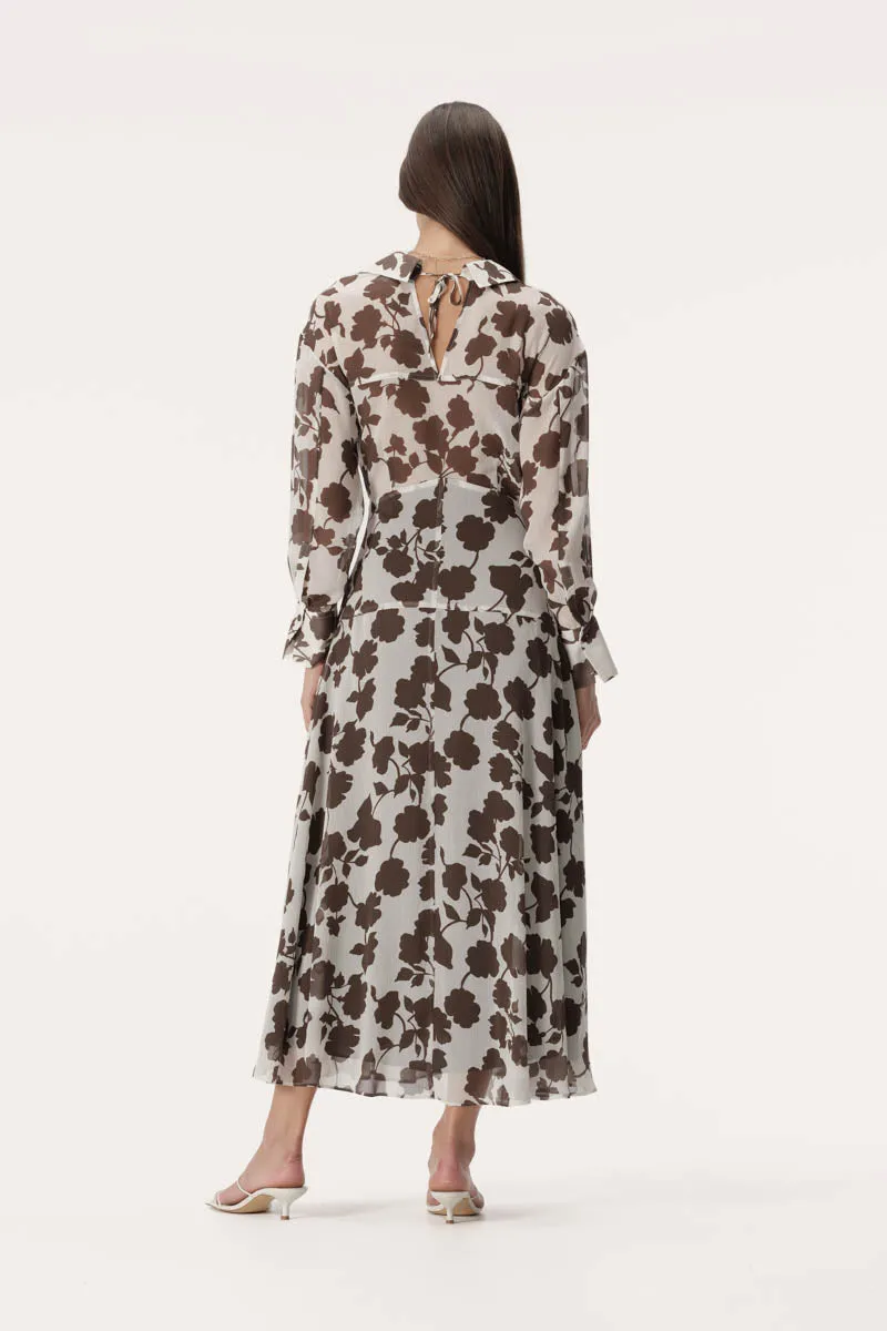 Jil Dress Chocolate Floral Print