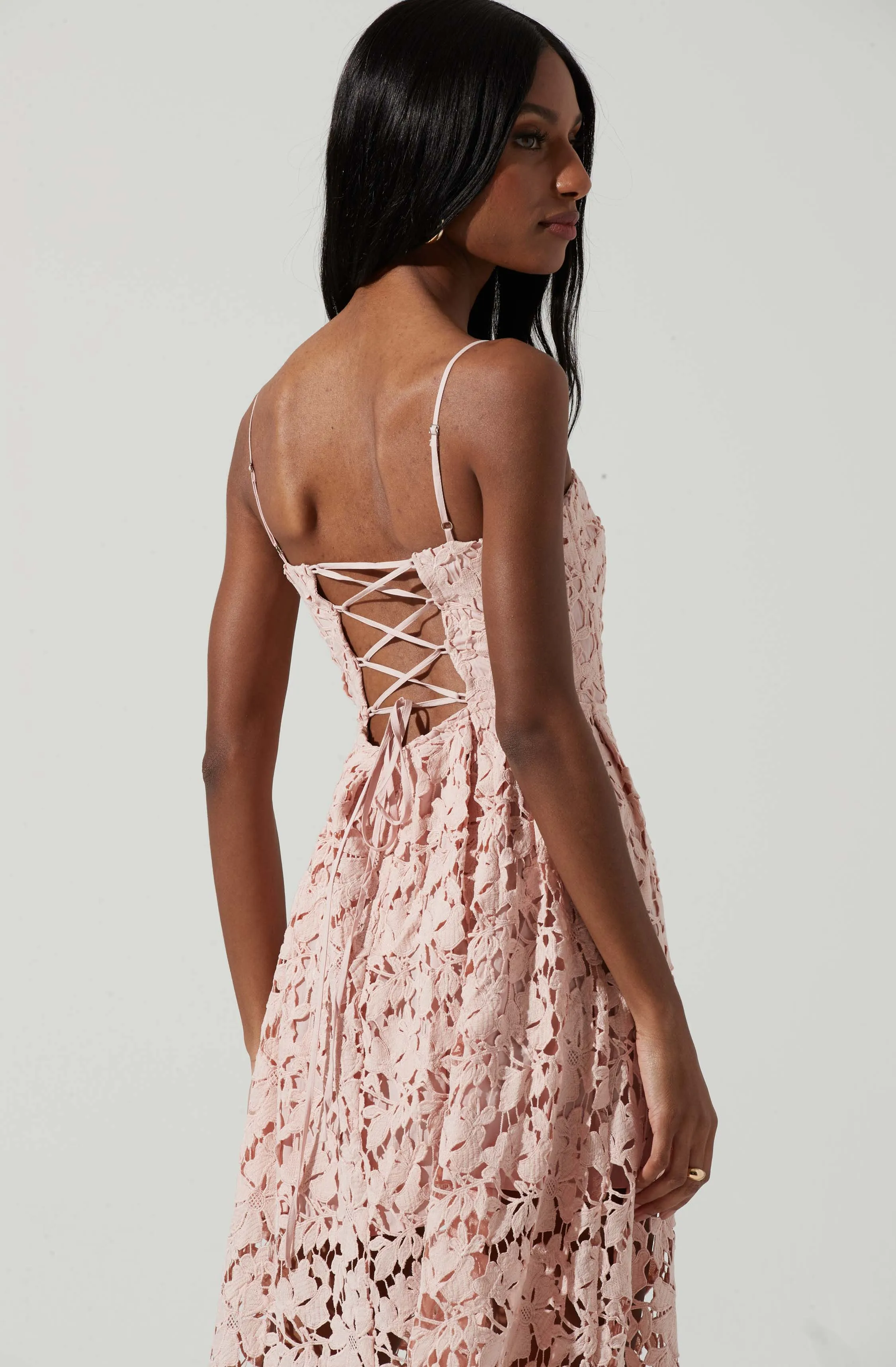 Joyce Corset Back Lace Midi Dress