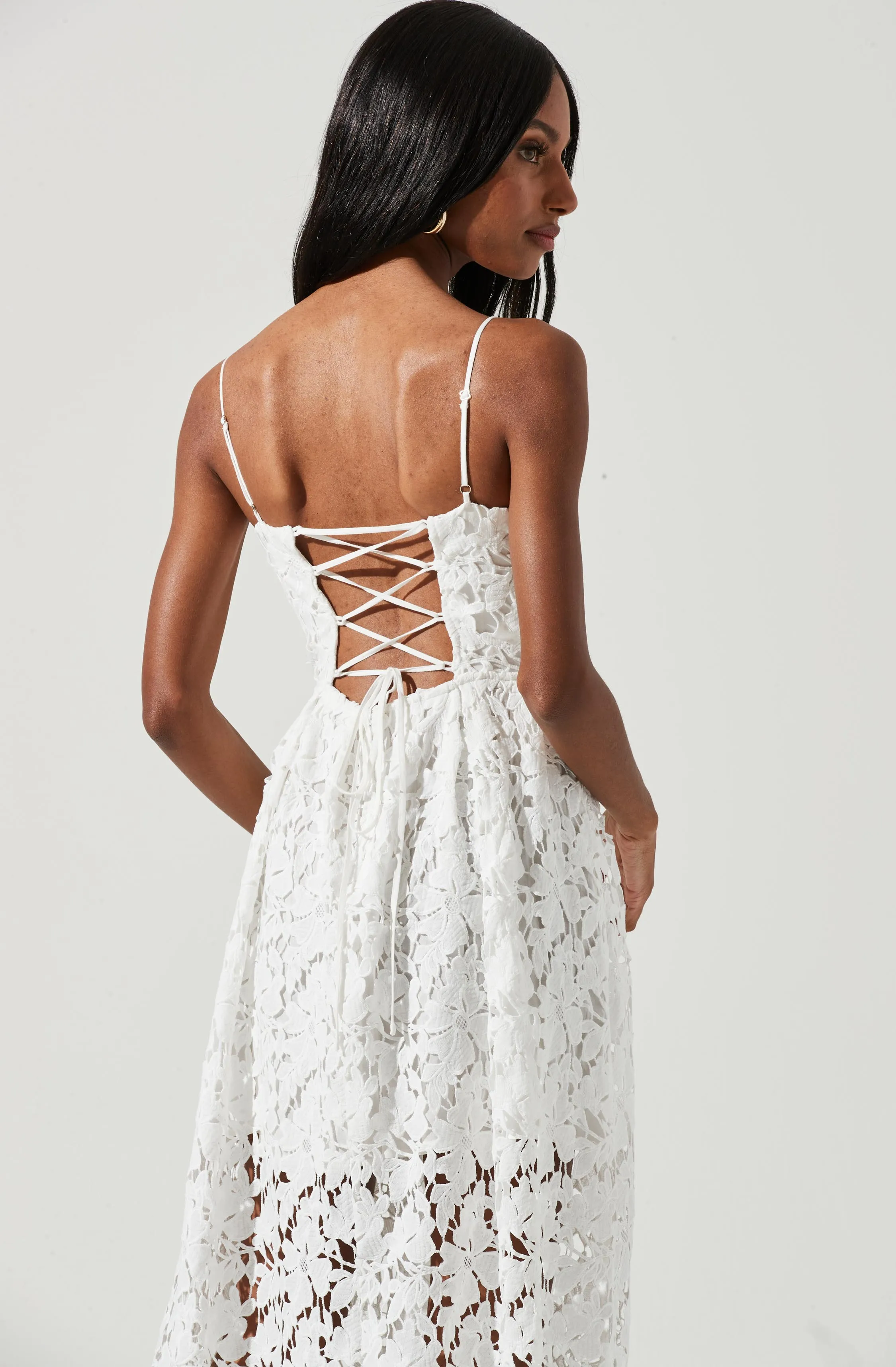 Joyce Corset Back Lace Midi Dress