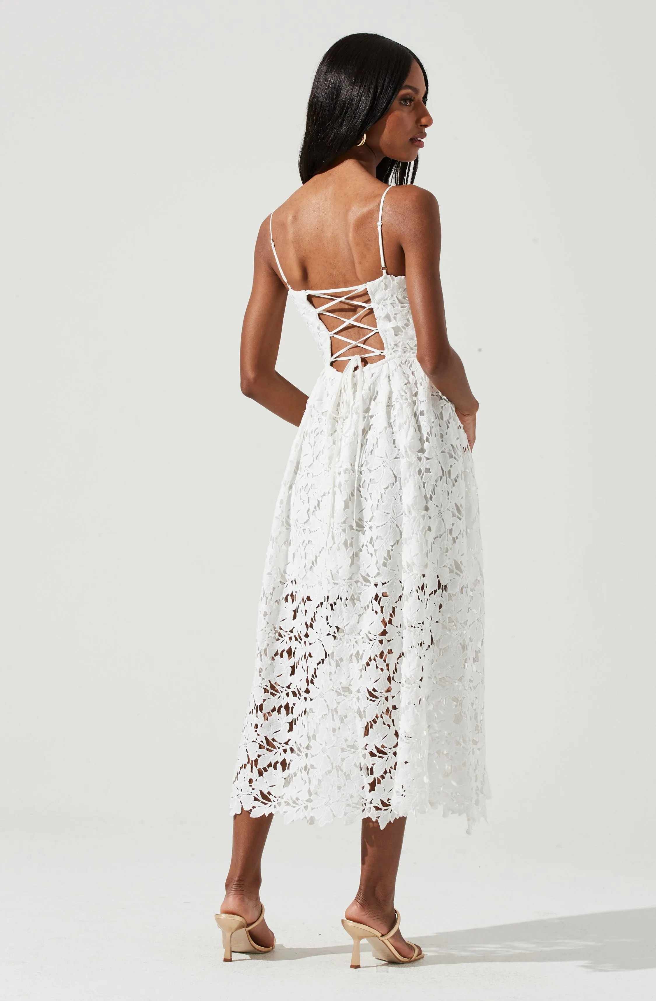 Joyce Corset Back Lace Midi Dress