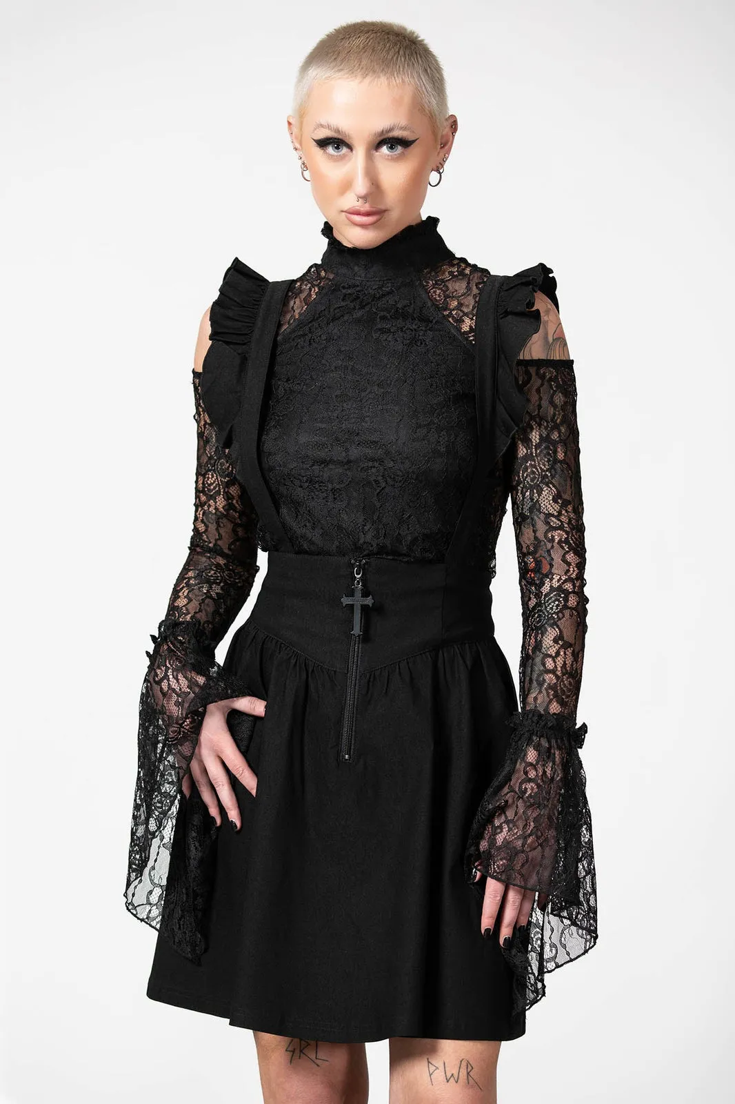 Killstar Yuna Suspender Skirt Ruffled Shoulders