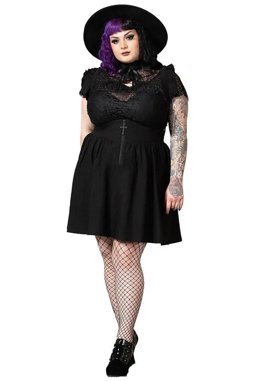 Killstar Yuna Suspender Skirt Ruffled Shoulders