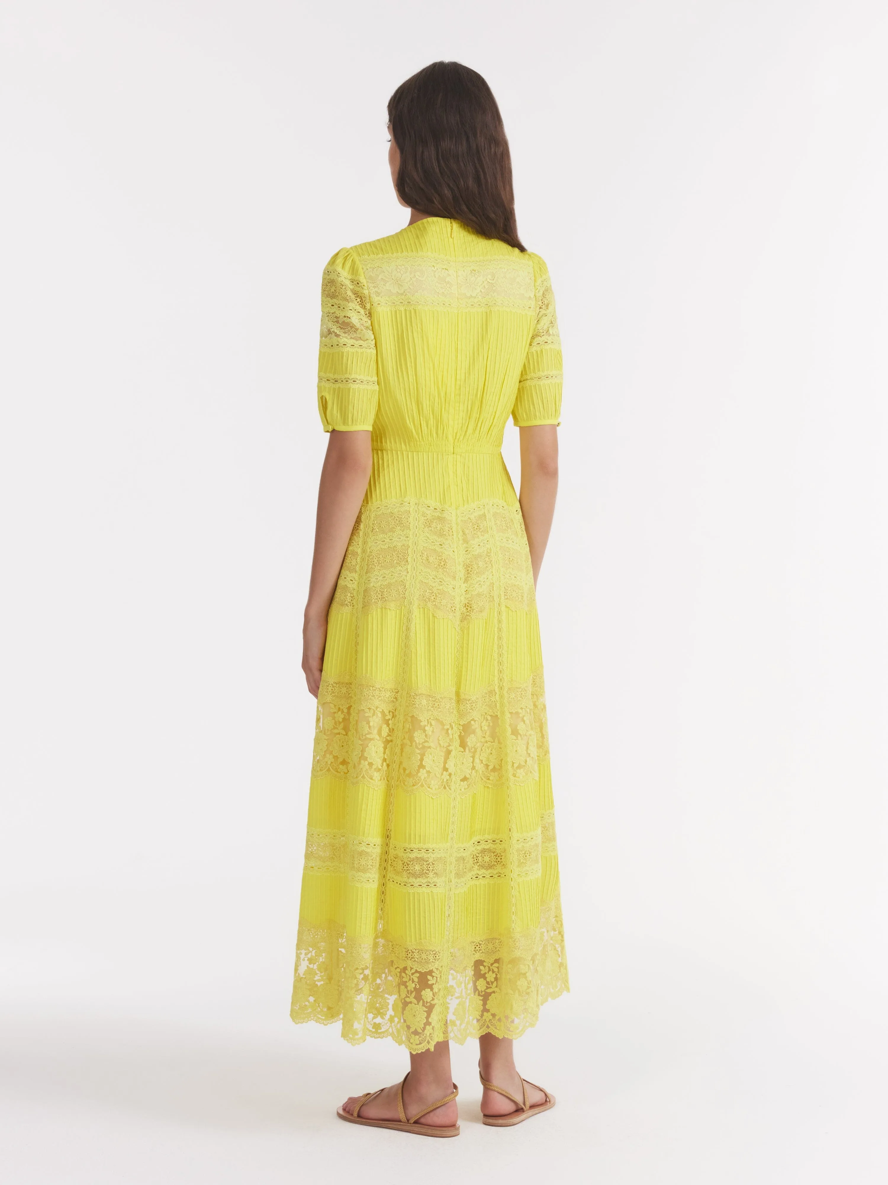 Lea Long Lace Dress in Citrine