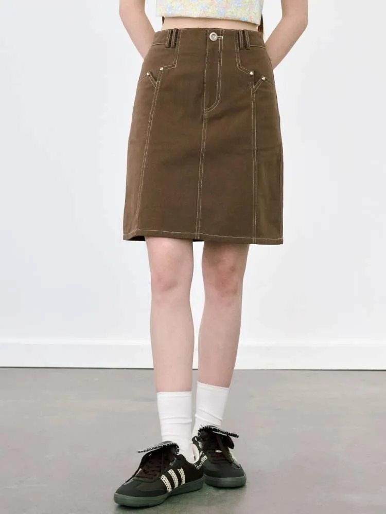 Line Stitch Trapezoid Skirt【s0000008083】