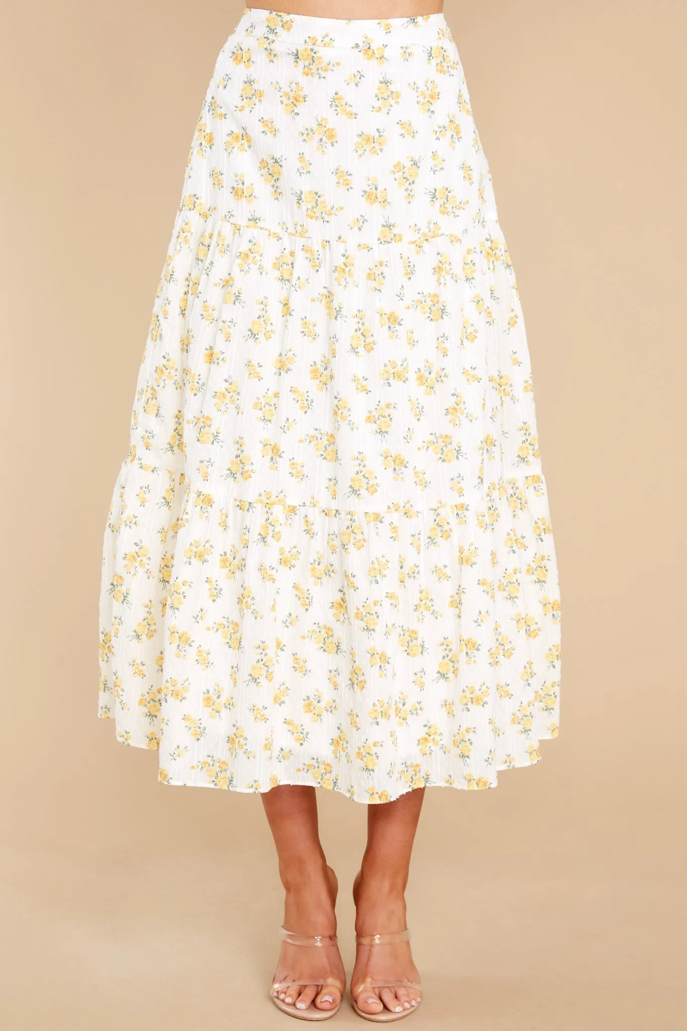 Love Somebody White And Yellow Floral Print Skirt