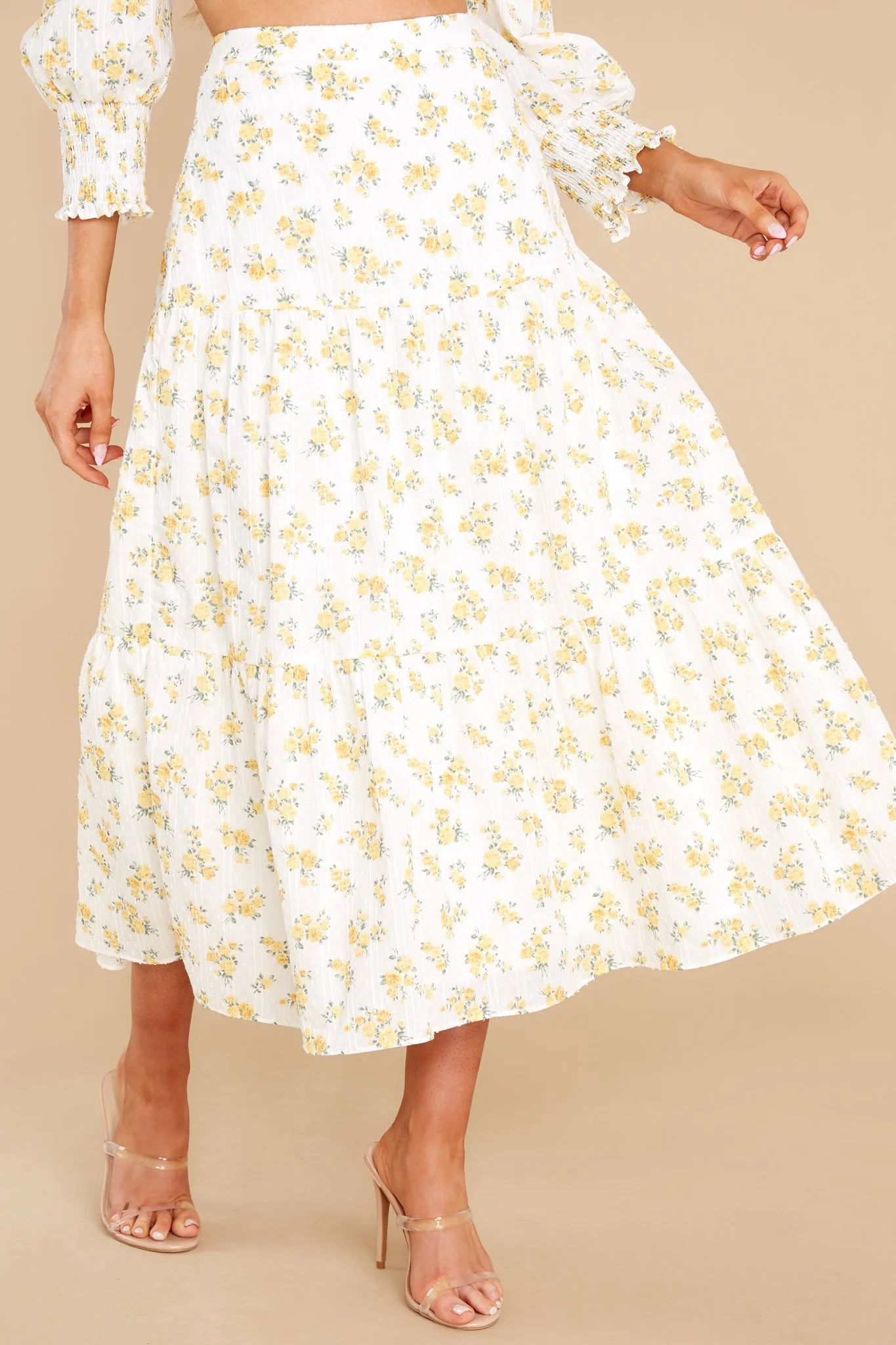 Love Somebody White And Yellow Floral Print Skirt