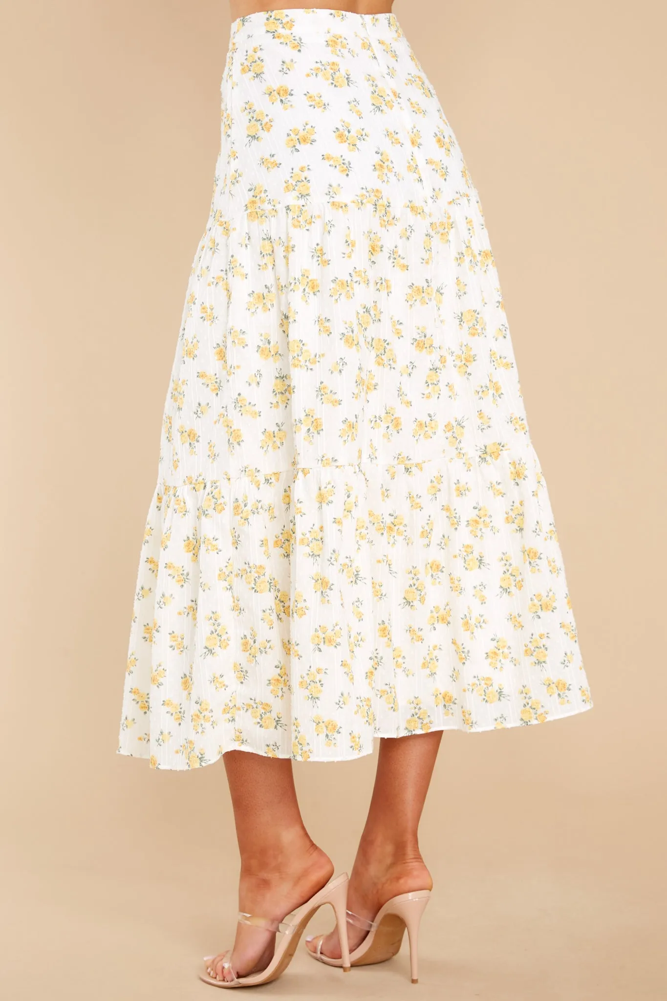 Love Somebody White And Yellow Floral Print Skirt