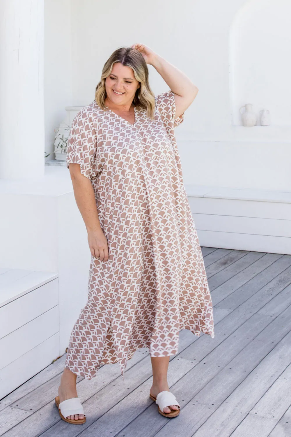 Maxi Dress - Mocha Geo