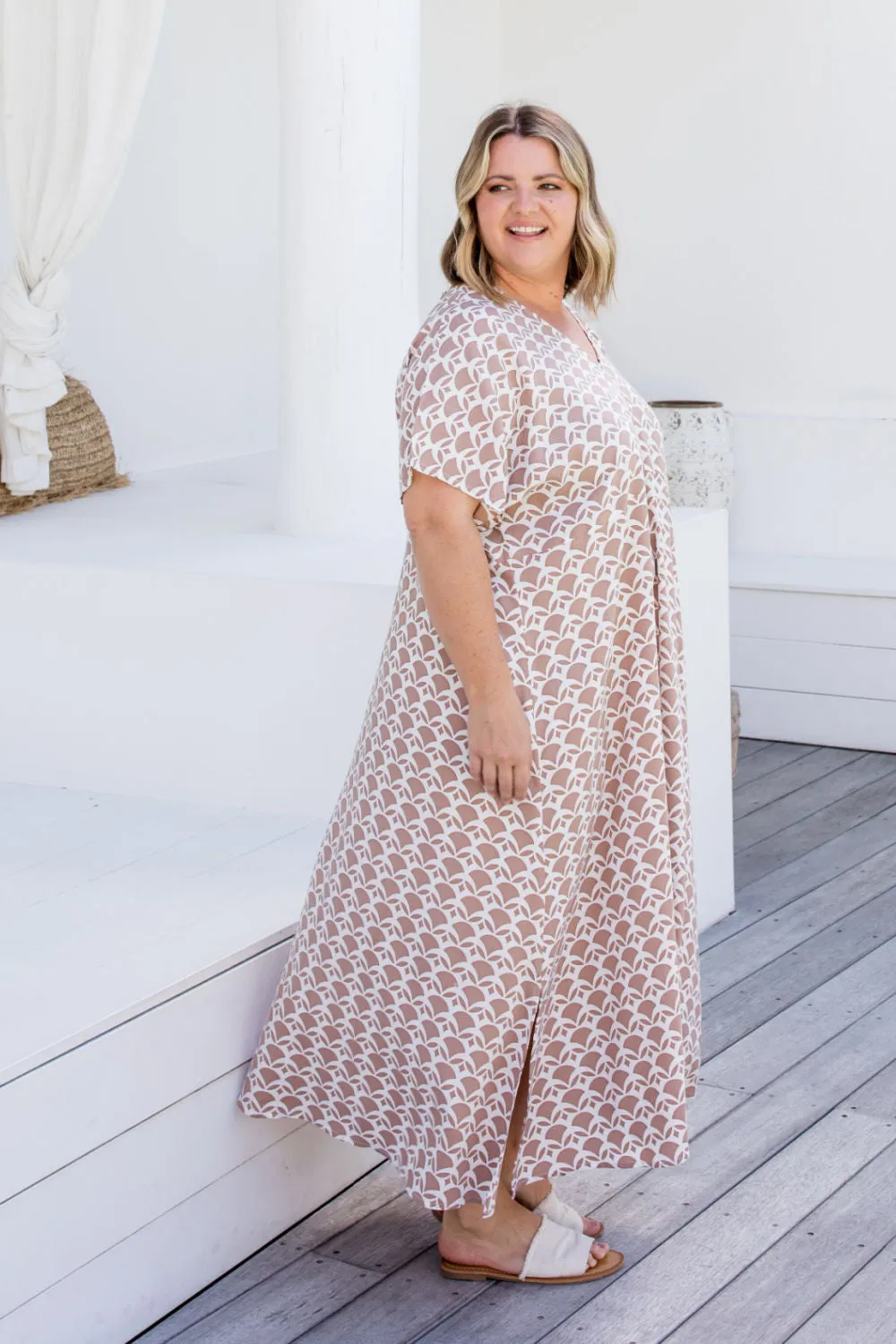 Maxi Dress - Mocha Geo