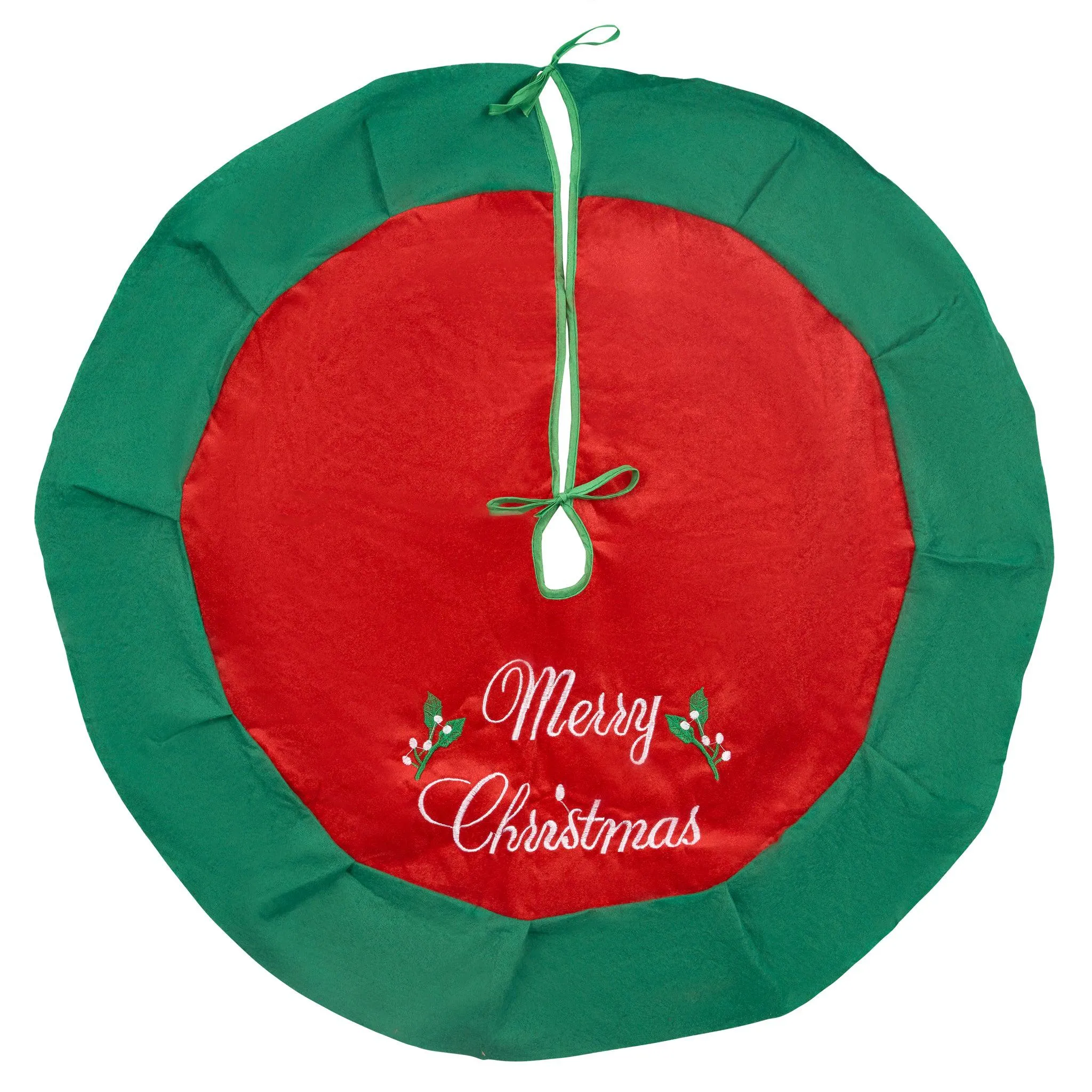 Merry Christmas 80cm Tree Skirt Green & Red