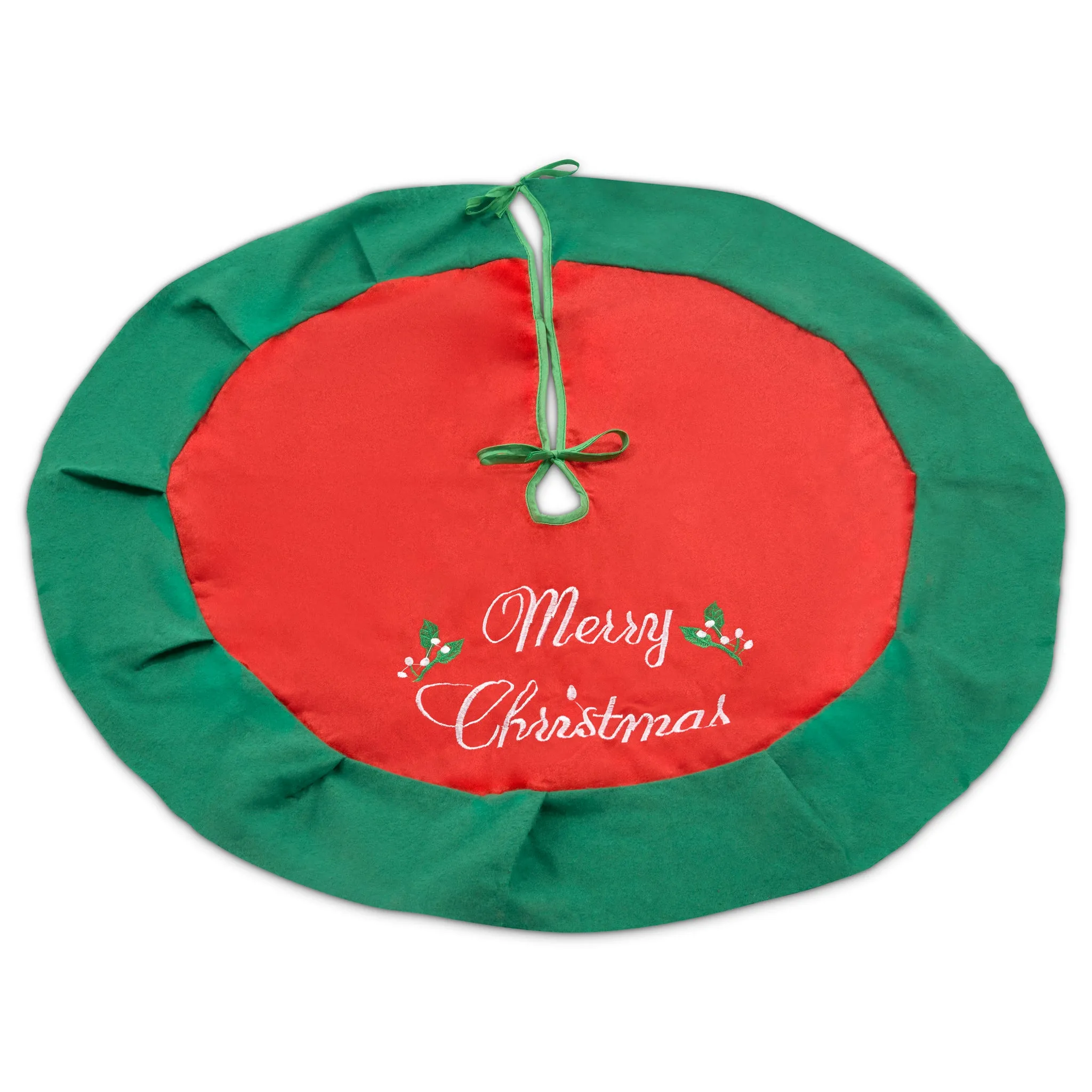 Merry Christmas 80cm Tree Skirt Green & Red