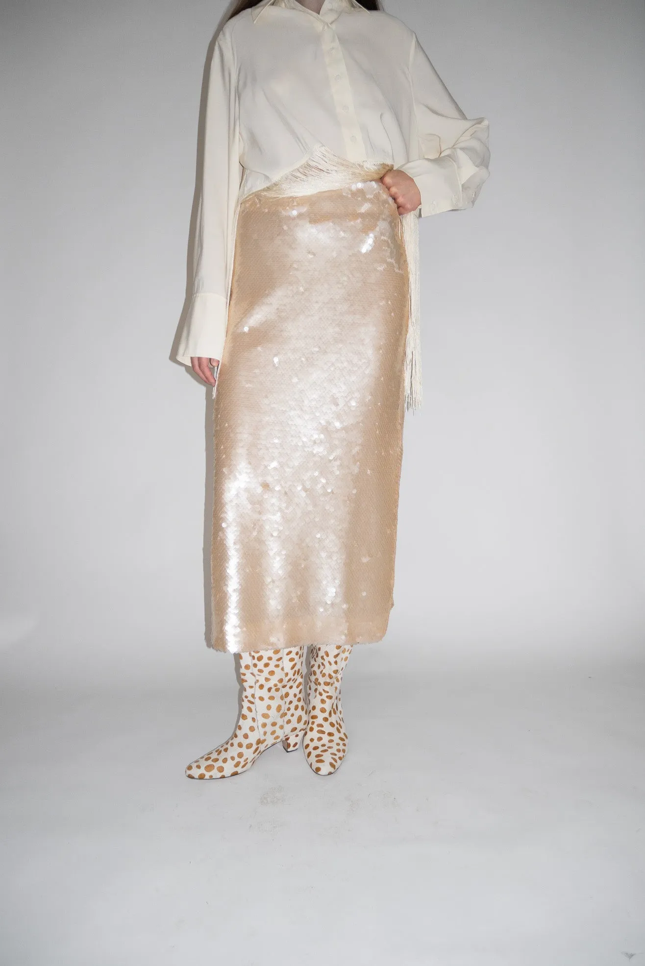 MR. LARKIN, Ana Sequin Skirt, Champagne