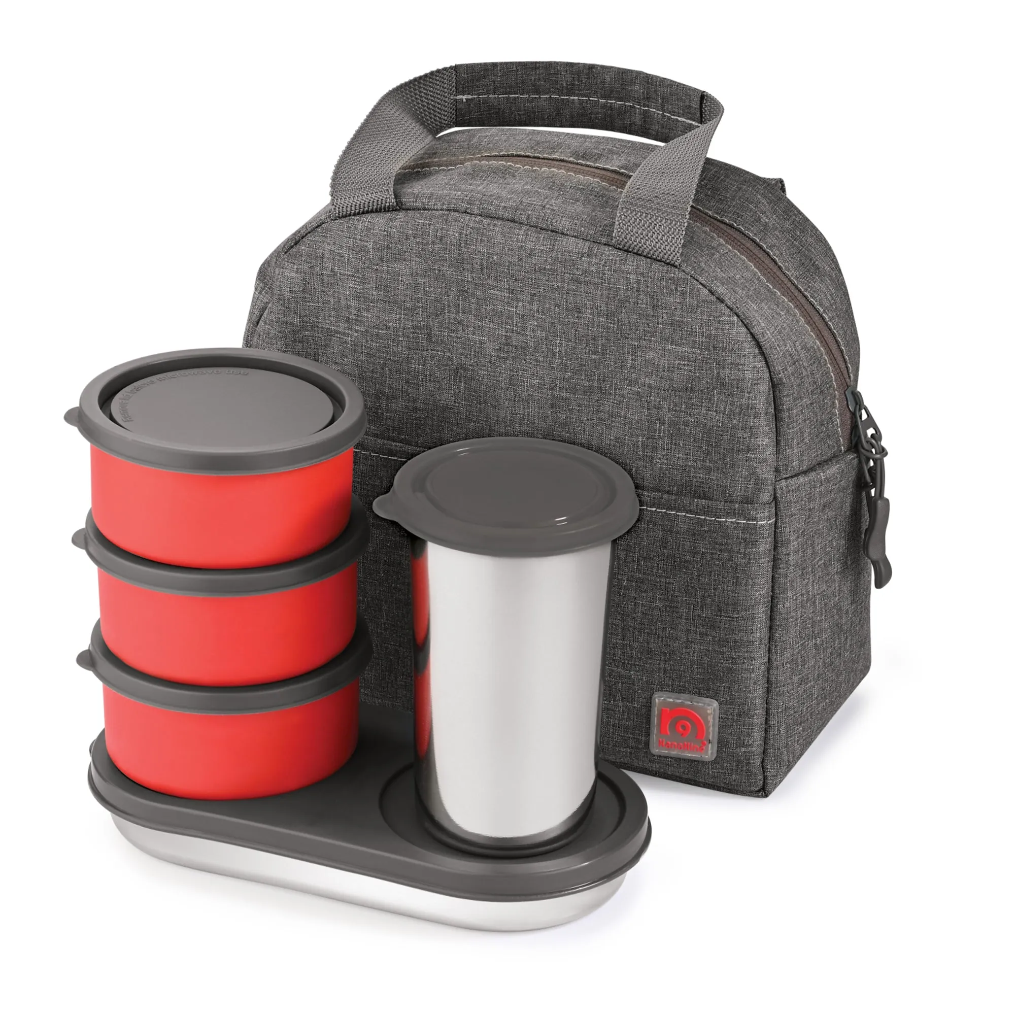 NanoNine Micro Steel Chapati Combo with Tumbler (3 2) Stainless Steel Containers 250ml x 3, 1 Chapati Box, with 1 Tumbler and Insulated Bag for Fresh and Delicious Meals On-the-Go