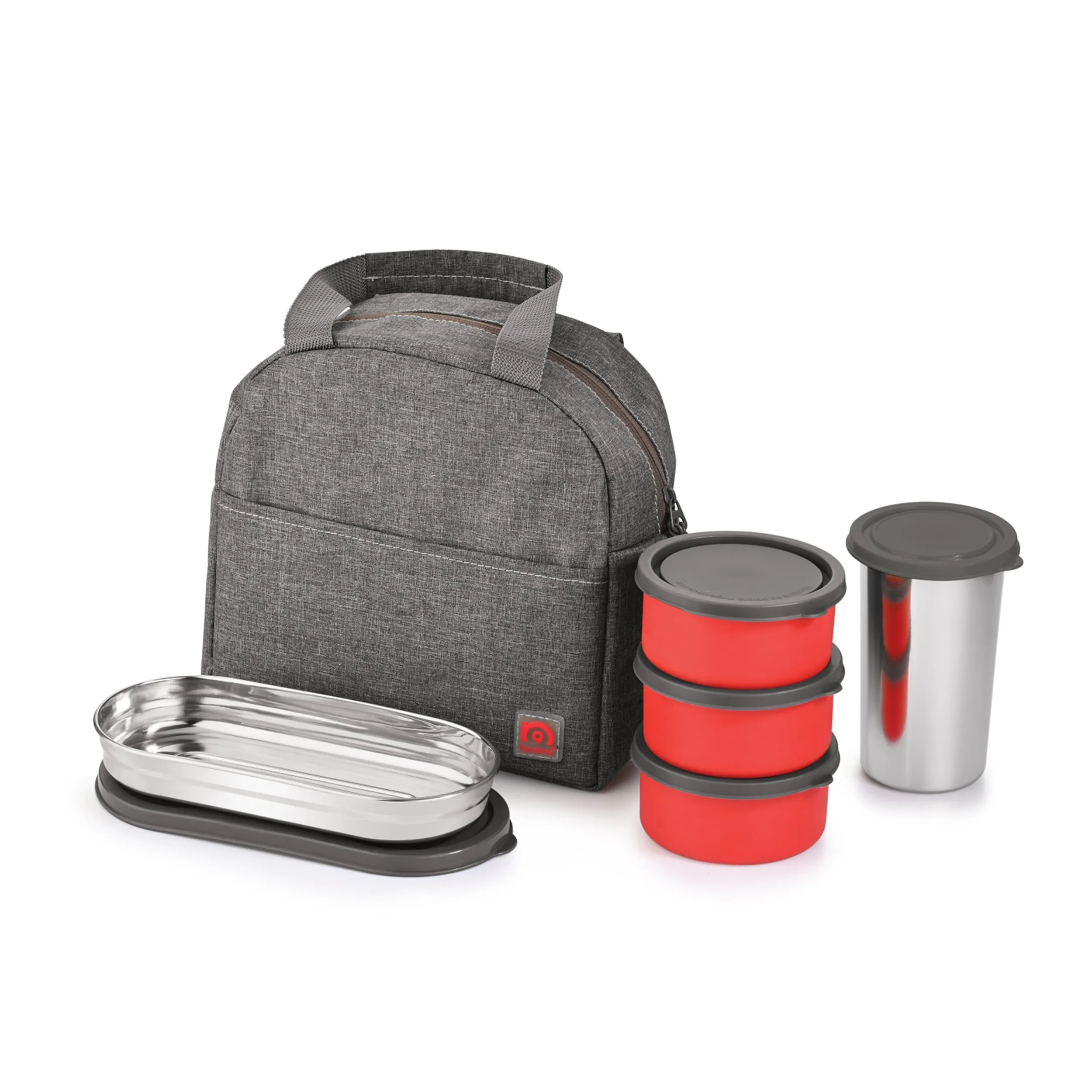 NanoNine Micro Steel Chapati Combo with Tumbler (3 2) Stainless Steel Containers 250ml x 3, 1 Chapati Box, with 1 Tumbler and Insulated Bag for Fresh and Delicious Meals On-the-Go