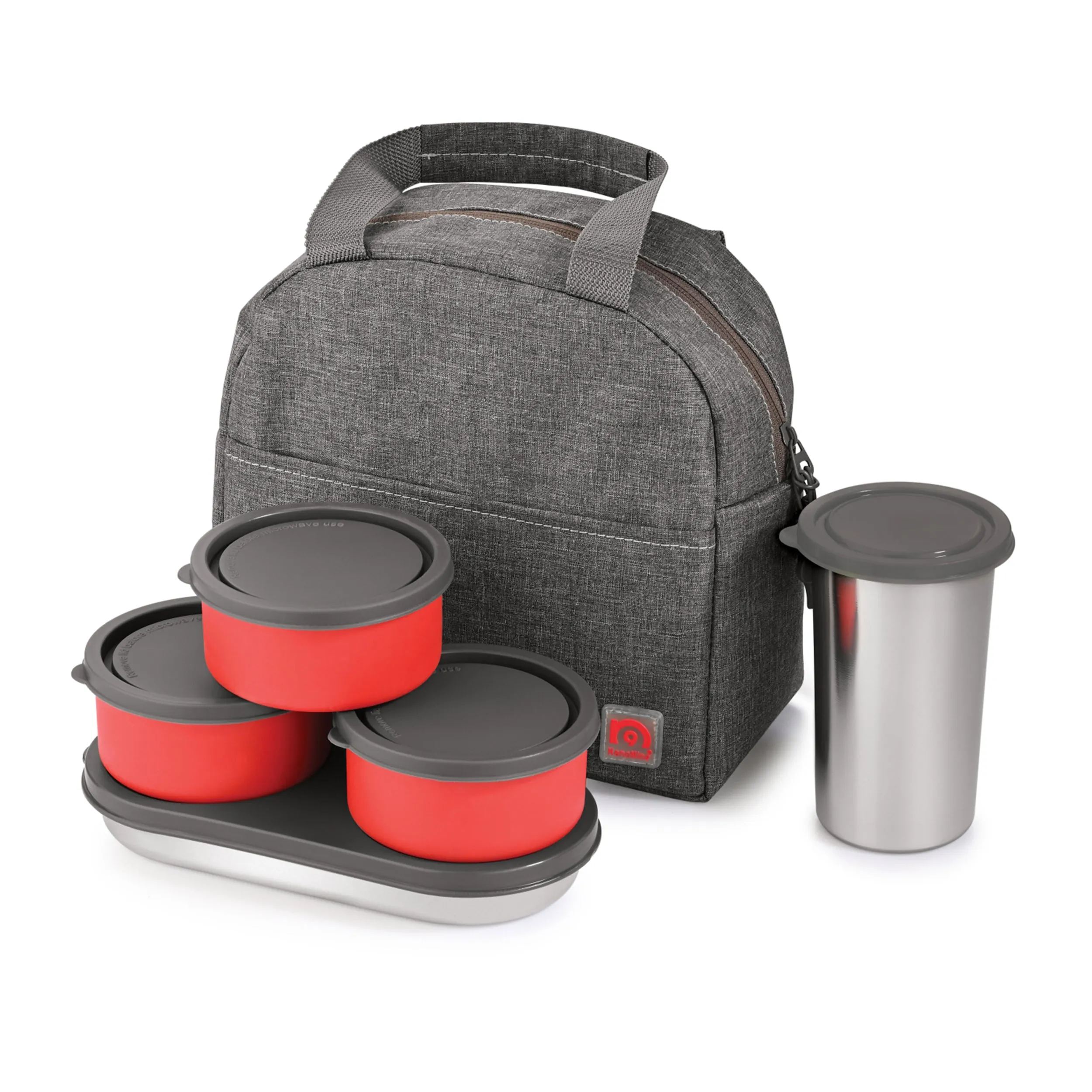 NanoNine Micro Steel Chapati Combo with Tumbler (3 2) Stainless Steel Containers 250ml x 3, 1 Chapati Box, with 1 Tumbler and Insulated Bag for Fresh and Delicious Meals On-the-Go