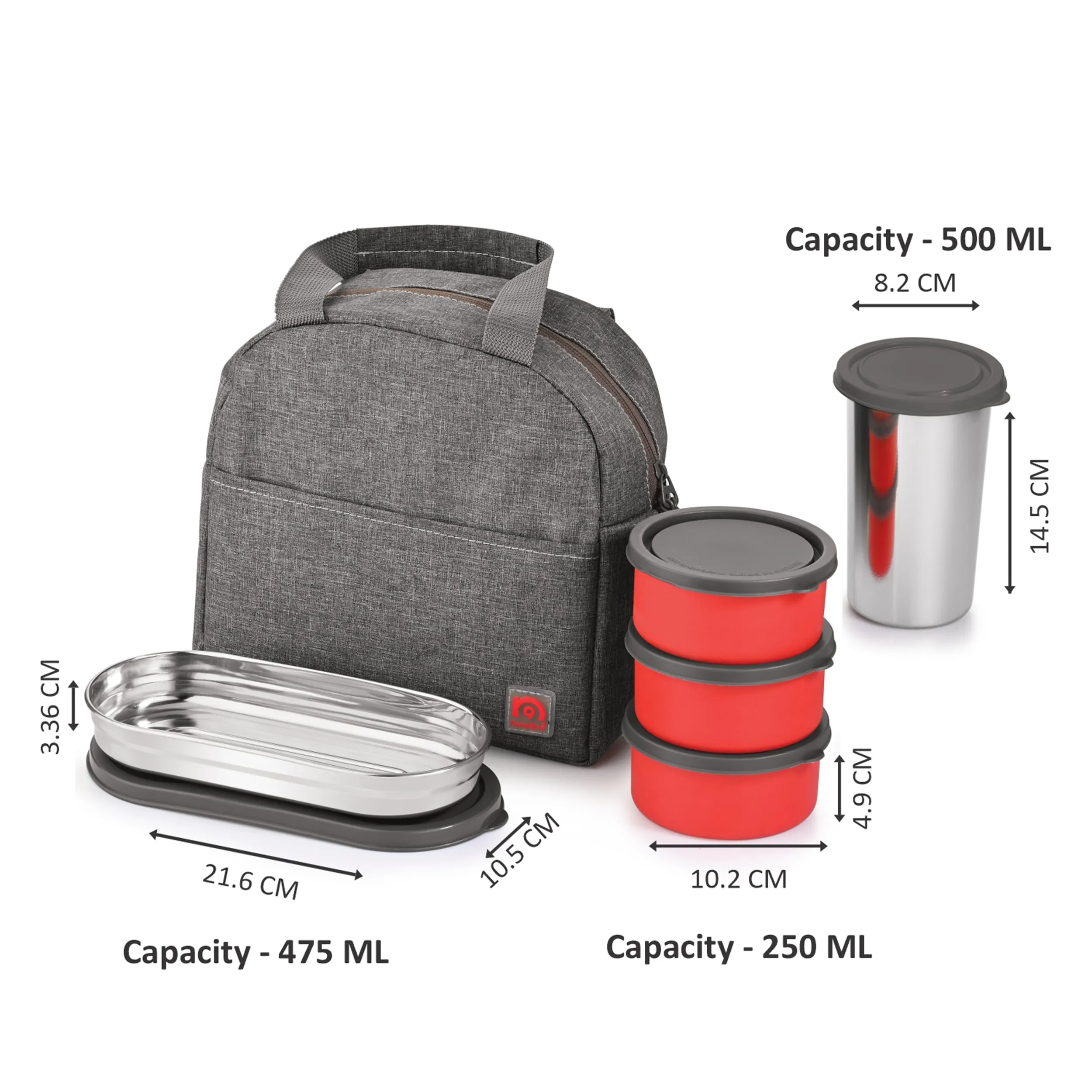 NanoNine Micro Steel Chapati Combo with Tumbler (3 2) Stainless Steel Containers 250ml x 3, 1 Chapati Box, with 1 Tumbler and Insulated Bag for Fresh and Delicious Meals On-the-Go