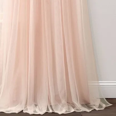 New - Set of 2 (84"x40") Tulle Skirt Solid Window Curtain Panels Blush - Lush Décor