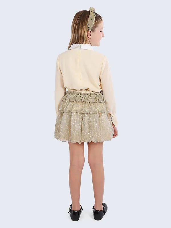 One Friday Gold Frill Skirt