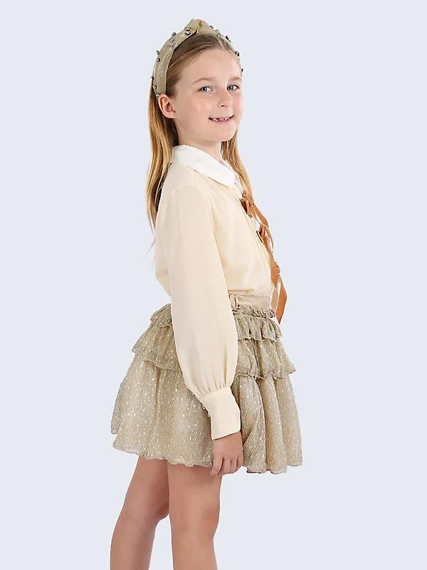 One Friday Gold Frill Skirt