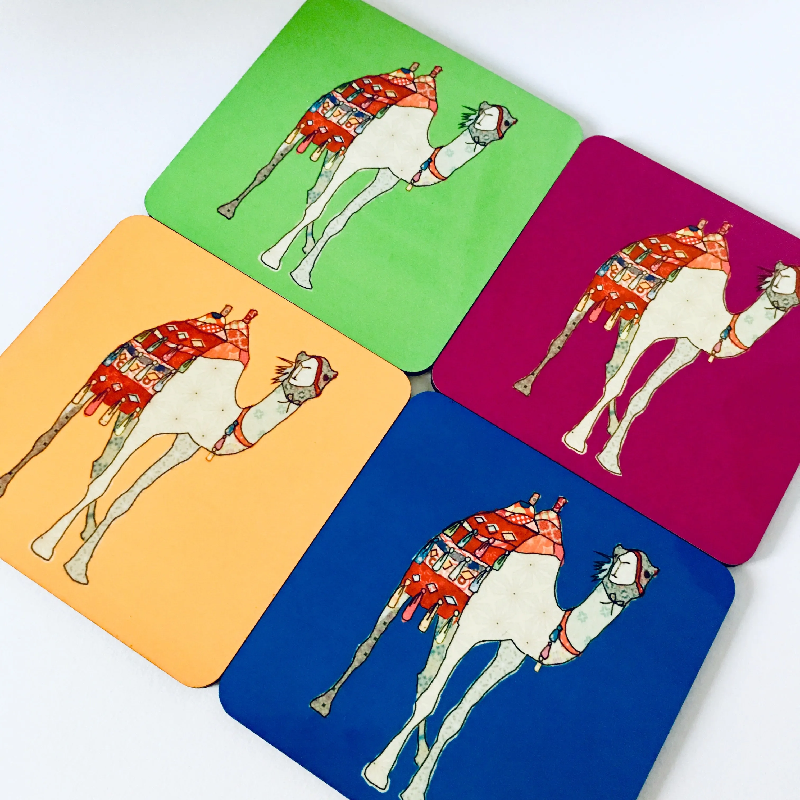 Patchwork Camel Coaster Set - Set of 4 Coasters