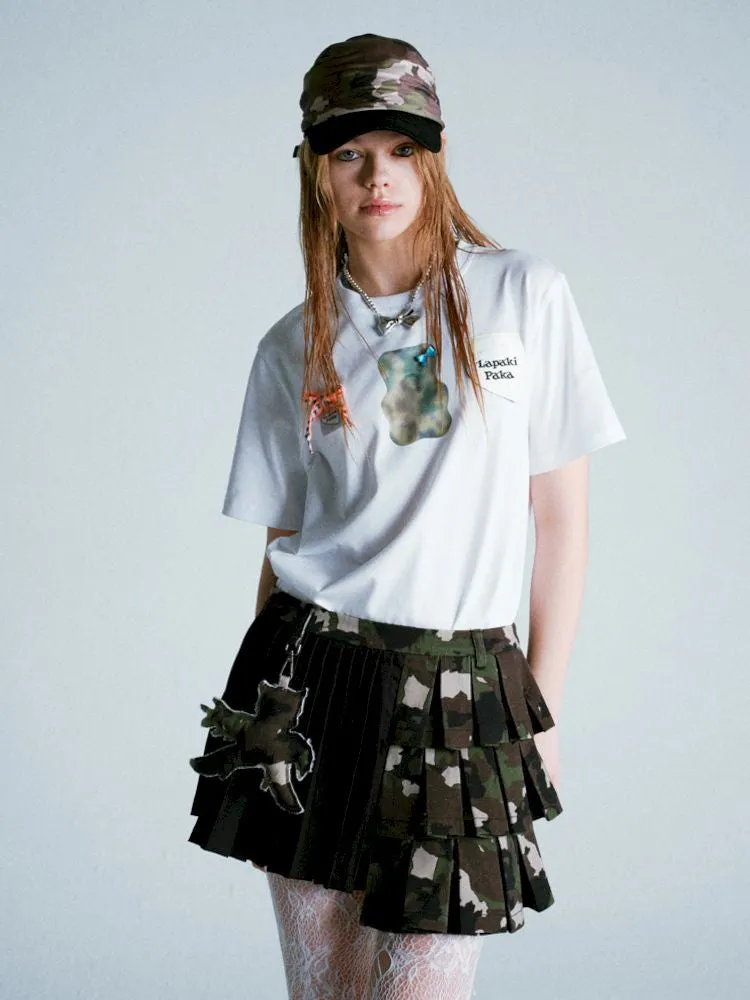 Patchwork Camouflage Pleated Skirt【s0000009275】