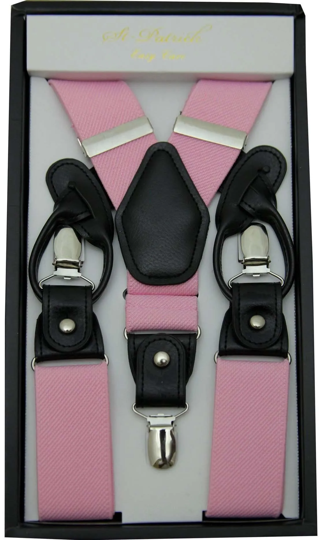 Pink Convertible Suspender Clip & Button