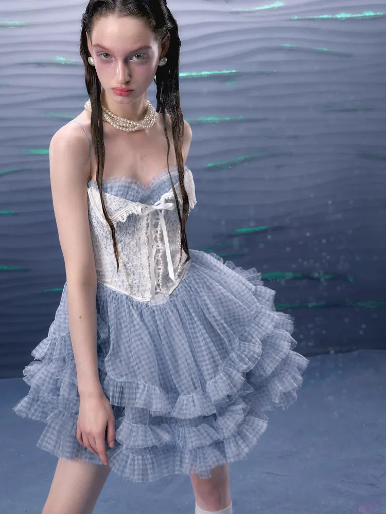 Plaid suspender skirt and corset【s0000006769】